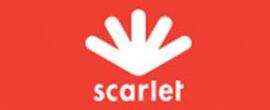 Scarlet merklogo voor beoordelingen van mobiele telefoons en telecomproducten of -diensten